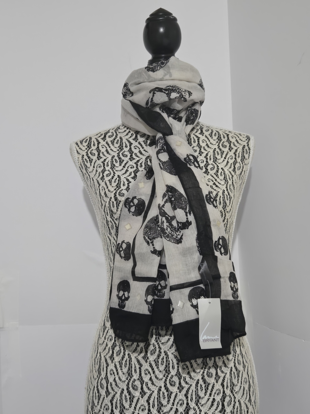 Lane Bryant Black and White Skull Accent Scarf - Picture 2 of 8